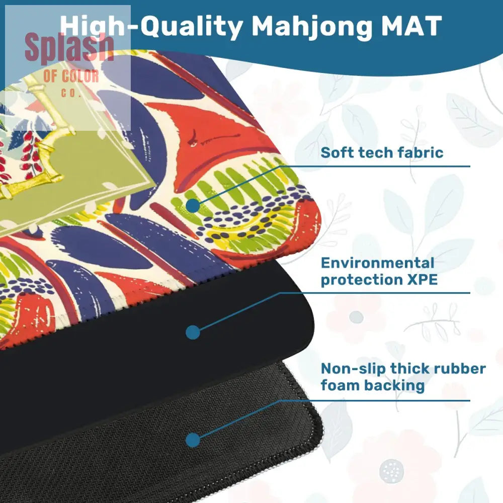 Mahjong Mat Coral Blue Abstract Floral Modern Mahjong Mat Daily Accessories
