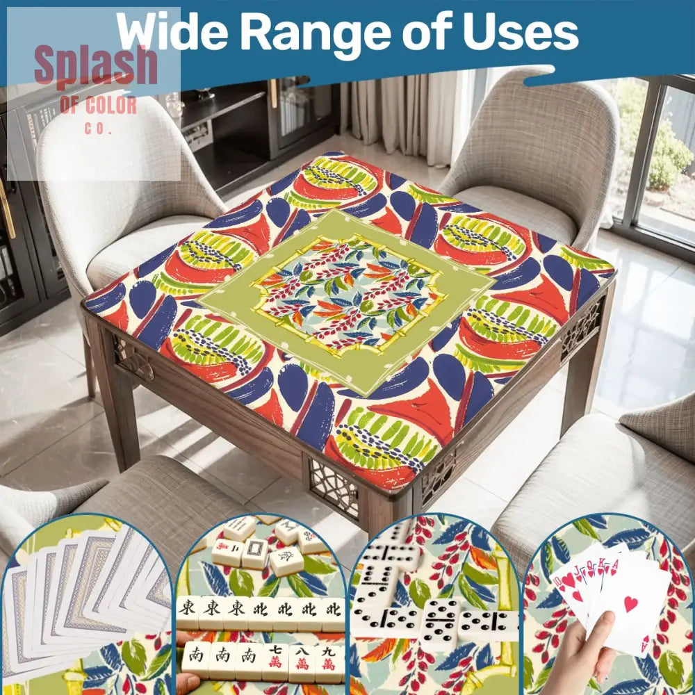 Mahjong Mat Coral Blue Abstract Floral Modern Mahjong Mat Daily Accessories