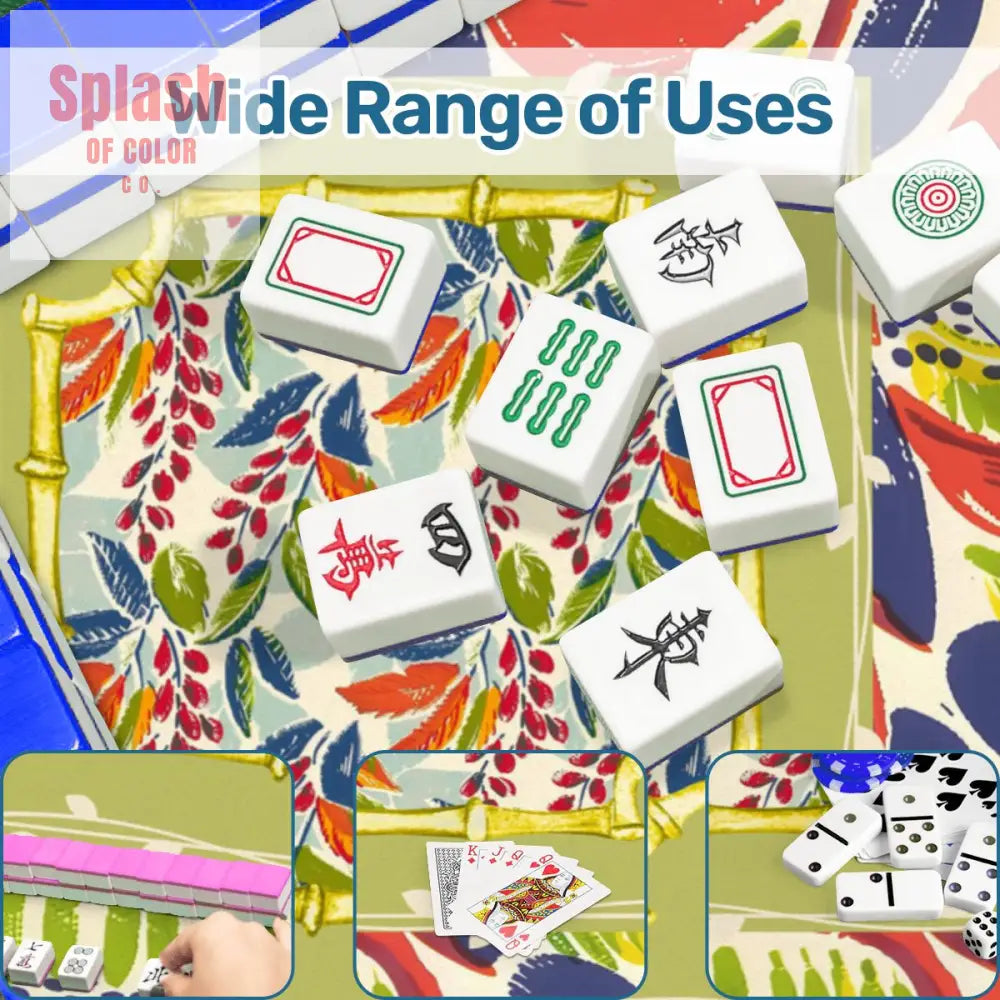 Mahjong Mat Coral Blue Abstract Floral Modern Mahjong Mat Daily Accessories