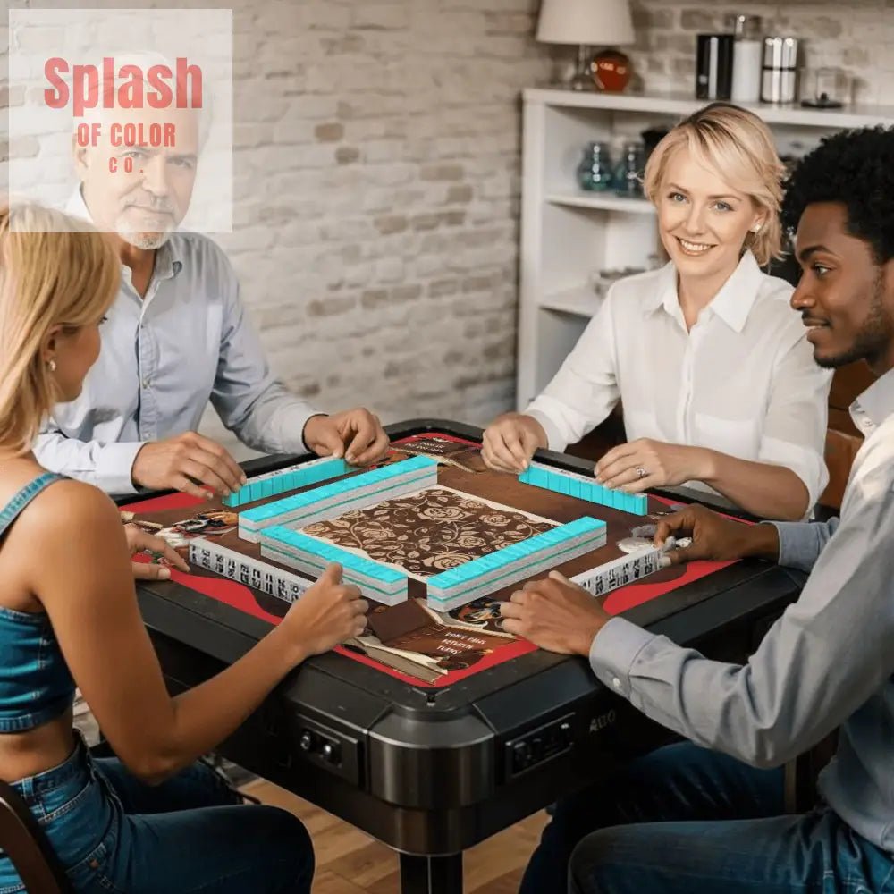 Mahjong Mat, Dogs And Mahjong Funny Preppy Book Dogs, Faux Leather Background Mahj Mat - Splash of Color co.