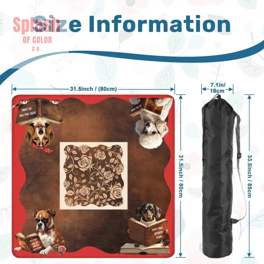Mahjong Mat Dogs And Mahjong Funny Preppy Book Dogs Faux Leather Background Mahj Mat Daily Accessories