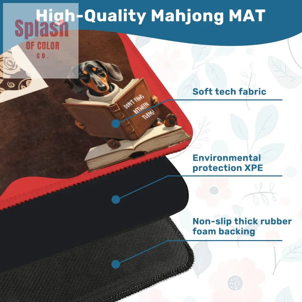 Mahjong Mat Dogs And Mahjong Funny Preppy Book Dogs Faux Leather Background Mahj Mat Daily Accessories