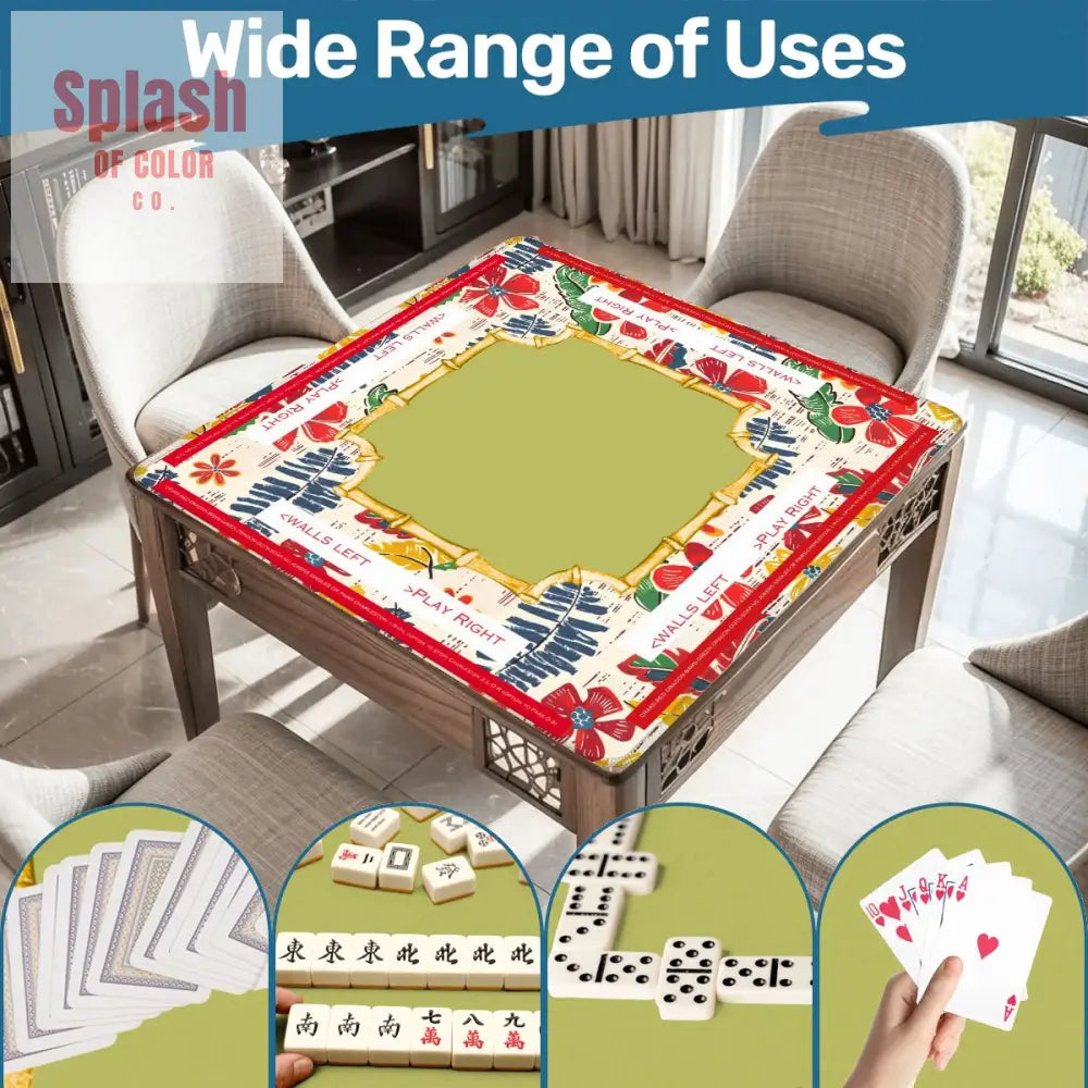 Mahjong Mat Floral Heritage Instructional Learning Mat Blue Green Yellow Preppy Mahj Mat Daily Accessories