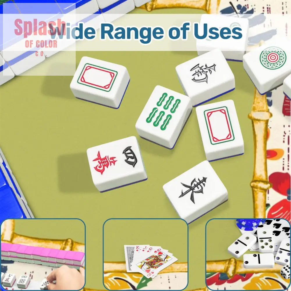 Mahjong Mat Floral Heritage Instructional Learning Mat Blue Green Yellow Preppy Mahj Mat Daily Accessories