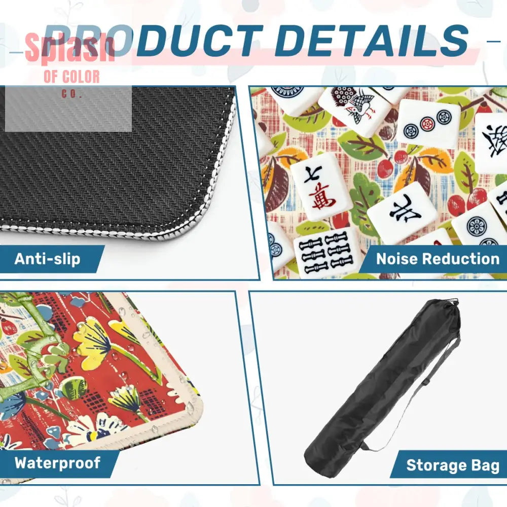 Mahjong Mat Floral Heritage Rust Yellow Blue Preppy Mahj Mat Coordinates Well With Heritage Tiles Daily Accessories