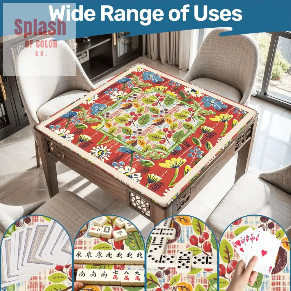 Mahjong Mat Floral Heritage Rust Yellow Blue Preppy Mahj Mat Coordinates Well With Heritage Tiles Daily Accessories