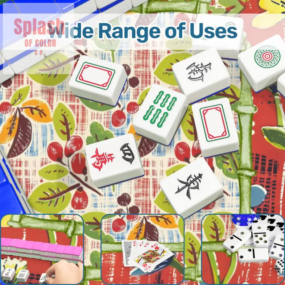 Mahjong Mat Floral Heritage Rust Yellow Blue Preppy Mahj Mat Coordinates Well With Heritage Tiles Daily Accessories