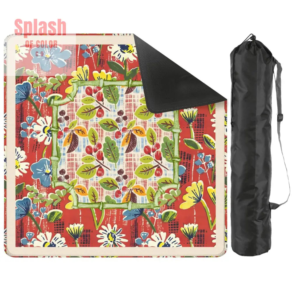 Mahjong Mat Floral Heritage Rust Yellow Blue Preppy Mahj Mat Coordinates Well With Heritage Tiles 2mm (Black Bag) Daily
