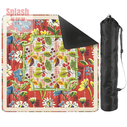 Mahjong Mat Floral Heritage Rust, Yellow Blue, Preppy Mahj Mat Coordinates Well With Heritage Tiles - Splash of Color co.