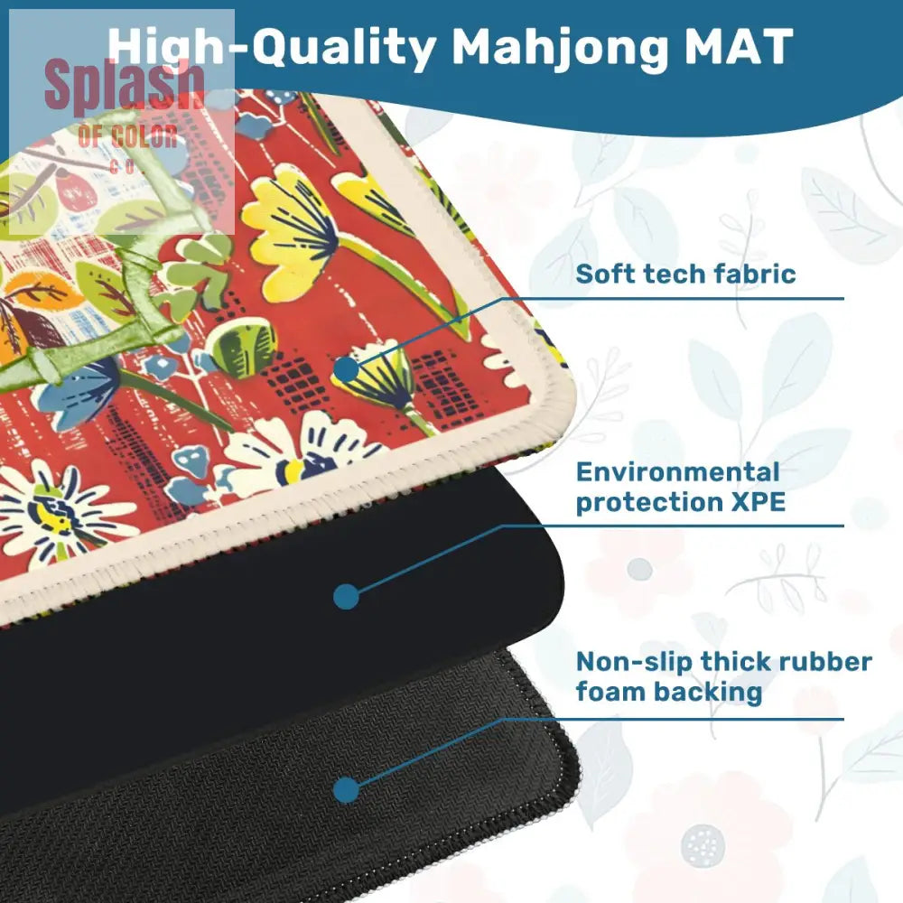 Mahjong Mat Floral Heritage Rust Yellow Blue Preppy Mahj Mat Coordinates Well With Heritage Tiles Daily Accessories