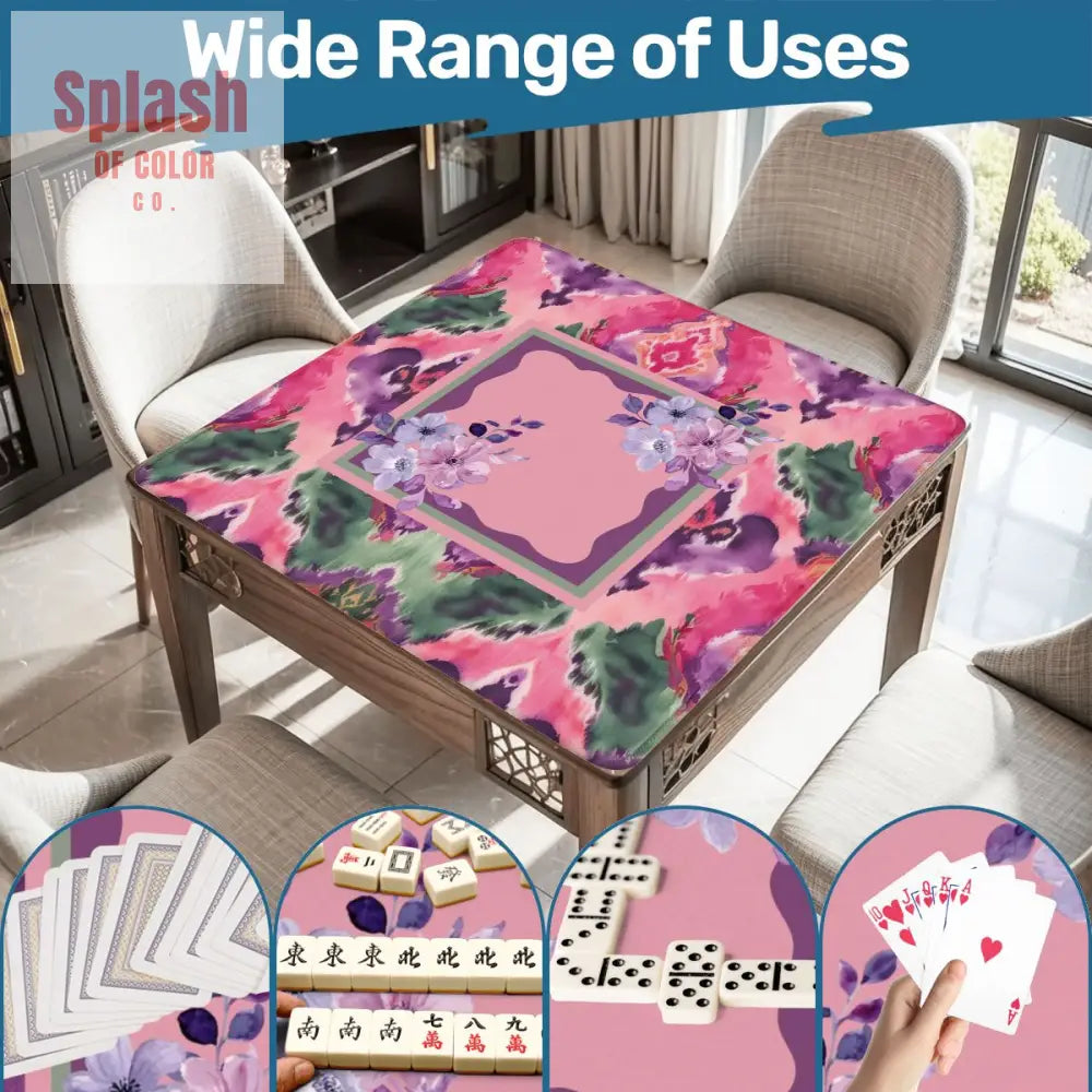 Mahjong Mat Ikat Watercolor Pink Purple Emerald Green Boho Mahj Mat Daily Accessories