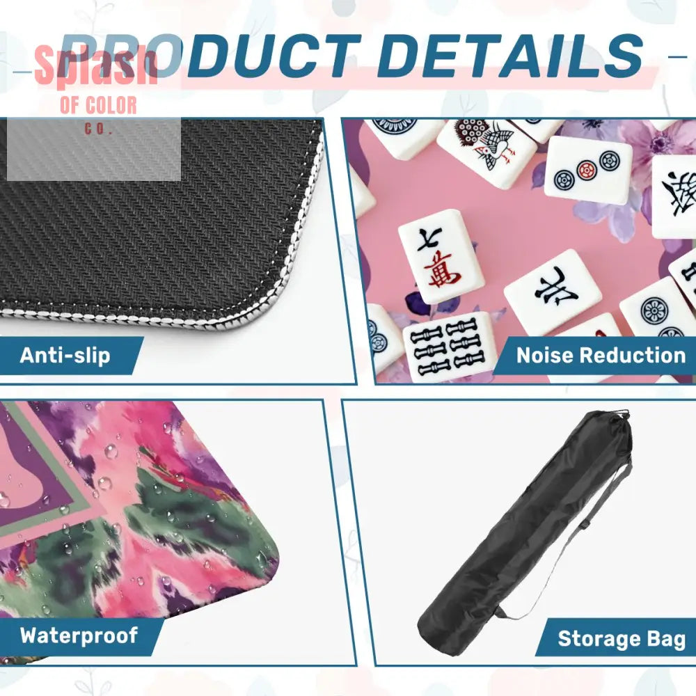 Mahjong Mat Ikat Watercolor Pink Purple Emerald Green Boho Mahj Mat Daily Accessories