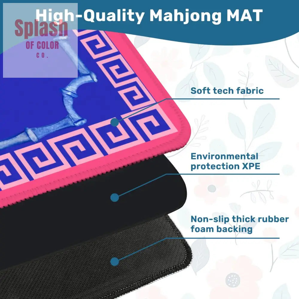 Mahjong Mat In Royal Blue Hot Pink Minimalist Style Mahjong Game Night Mat - 31.5’’x31.5’’ - Daily Accessories