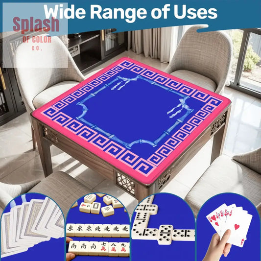 Mahjong Mat In Royal Blue Hot Pink Minimalist Style Mahjong Game Night Mat - 31.5’’x31.5’’ - Daily Accessories