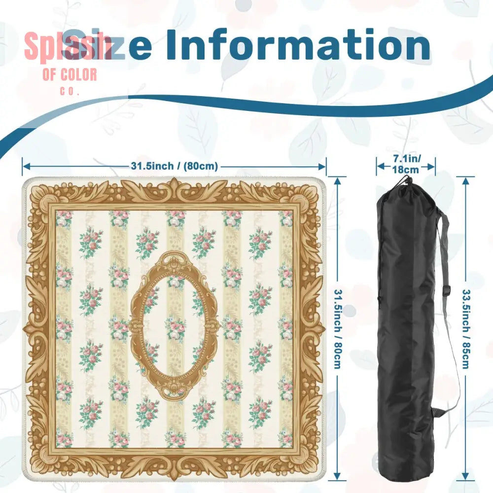 Mahjong Mat Mama Approved Vintage Floral Victorian Gold Frames Game Mat Daily Accessories