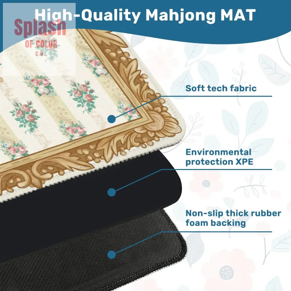 Mahjong Mat Mama Approved Vintage Floral Victorian Gold Frames Game Mat Daily Accessories