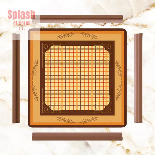 Mahjong Mat Plaid Brown Orange Yellow Mahj Game Mat - Splash of Color co.