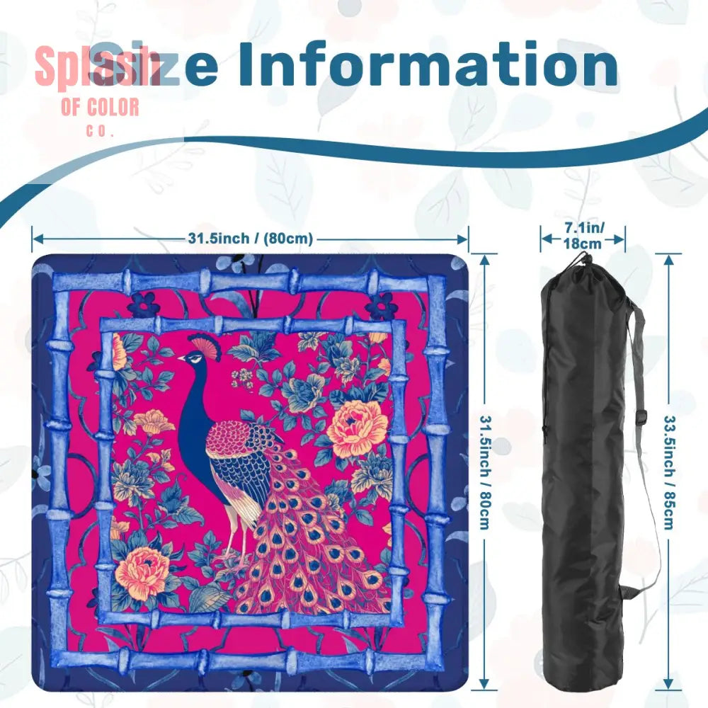 Mahjong Mat Royal Blue Fushcia Pink Floral Peacock Mahj Game Mat Daily Accessories