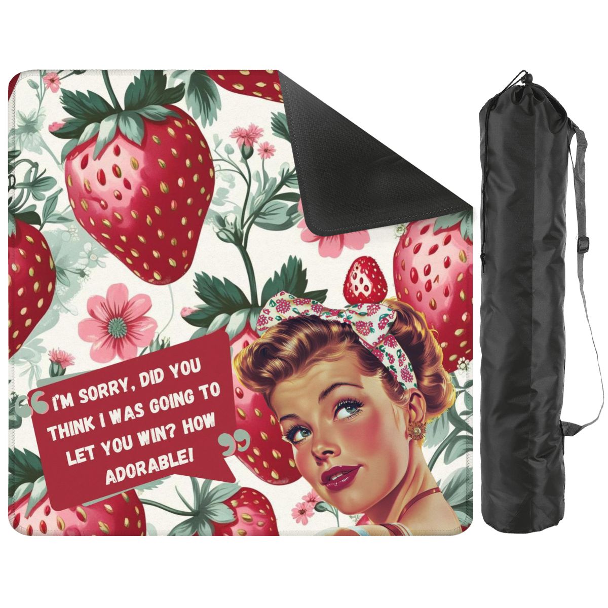 Mahjong Mat Sassy Fun Vintage Gal Strawberry Fields Snarky Mahj Mat - 31.5’’x31.5’’ - Daily Accessories