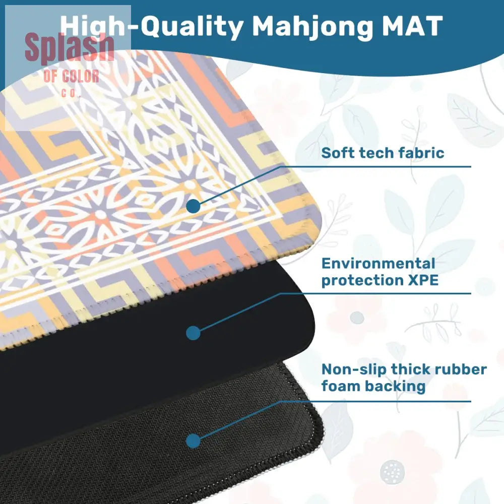 Mahjong Mat Soft Pastels Geometric Modern Mahj Enthusiast Game Mat - 31.5’’x31.5’’ - Daily Accessories
