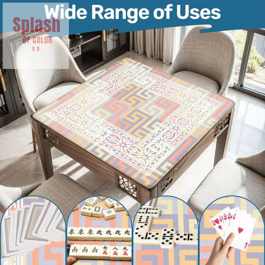 Mahjong Mat Soft Pastels Geometric Modern Mahj Enthusiast Game Mat - 31.5’’x31.5’’ - Daily Accessories