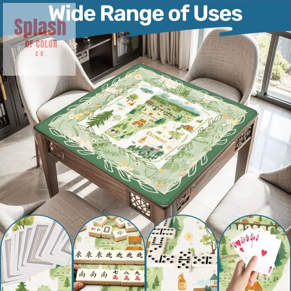 Mahjong Mat State Of Vermont Green Floral Preppy Pride Mahj Mat - Splash of Color co.