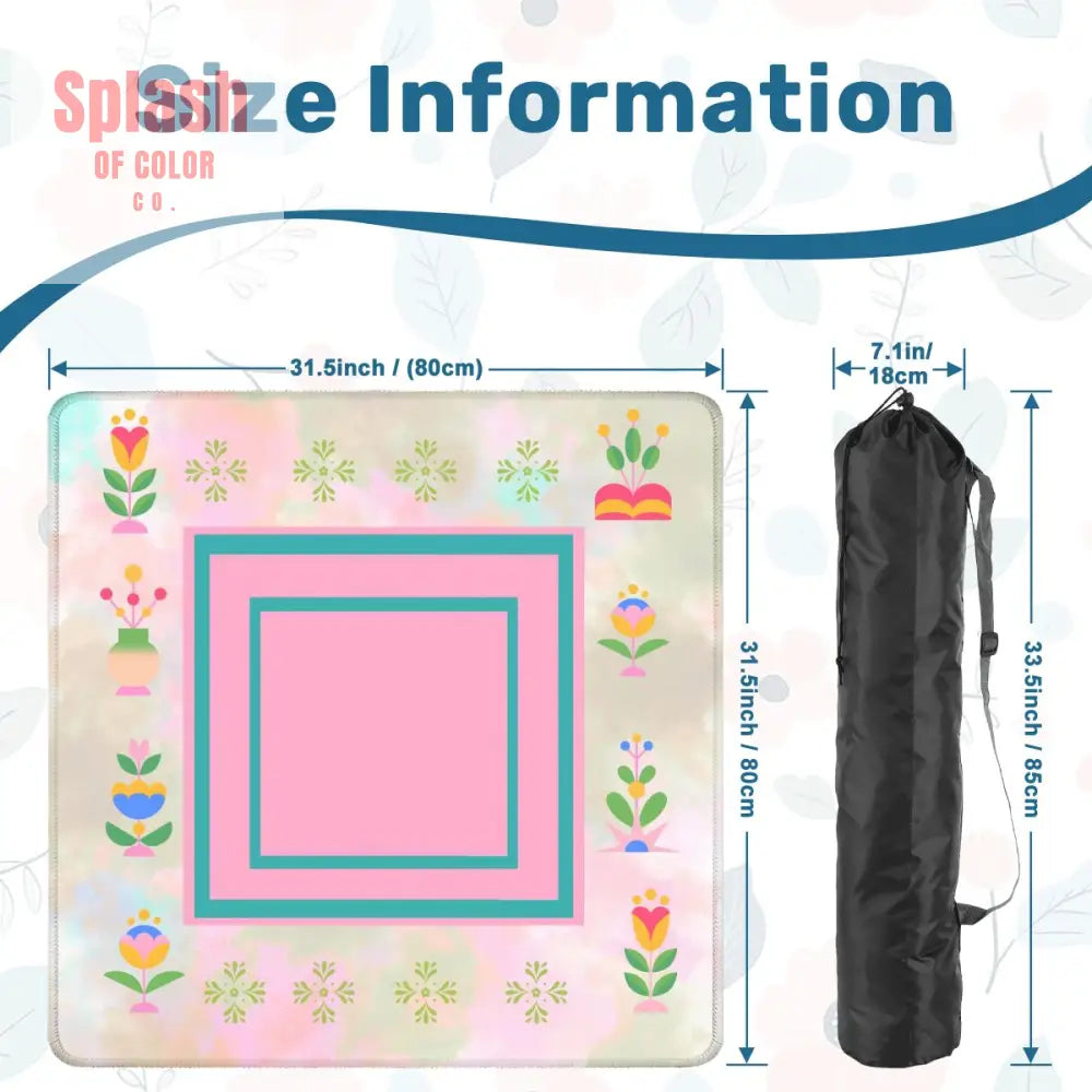 Mahjong Mat Watercolor Preppy Pink Green Teal Scandinavian Floral Mahj Mat - 31.5’’x31.5’’ - Daily Accessories