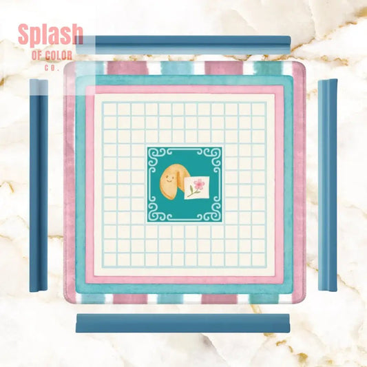 Mahjong Mat Watercolor Striped Mahj Grid Qhimsical Fortune Cookie Mahj Mat 31.5’’x31.5’’ Daily Accessories
