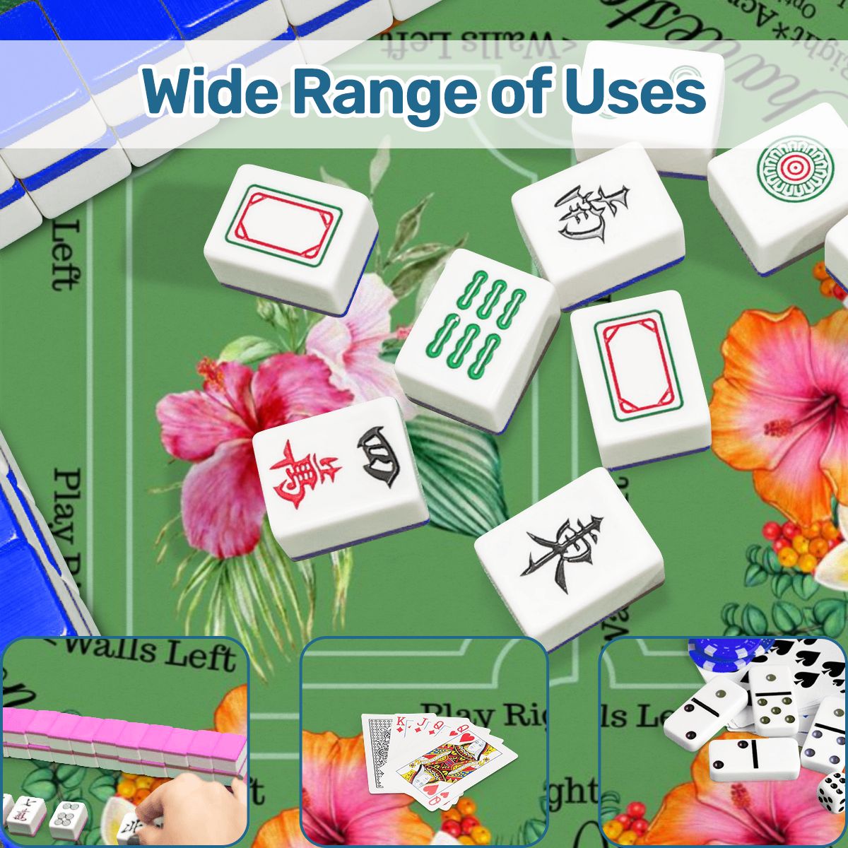 Mahjong Mat With Instructions Preppy Pink Green Charleston Tropical Mahjong Game Mat - 31.5’’x31.5’’ - Daily Accessories