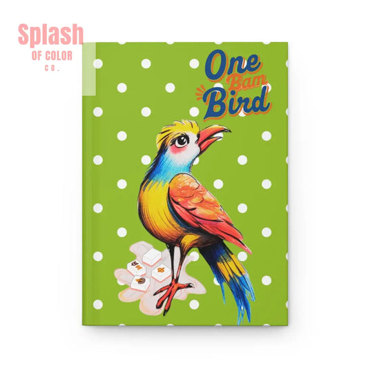 Mahjong One Bird Bam Vibrant Hardcover Notebook For Mahj Lovers Green White Polka Dot Preppy Style Journal Paper