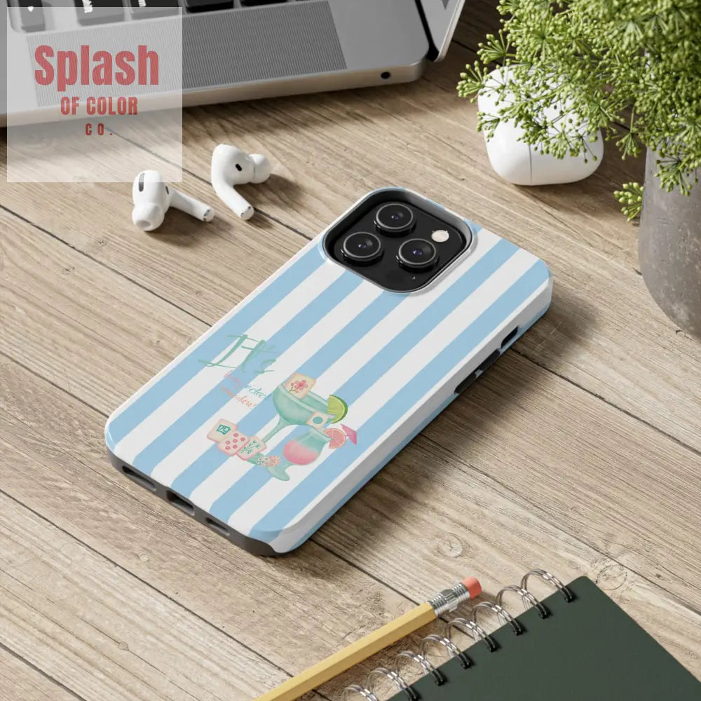 Mahjong Phone Case Funny It’s Kong O’ Clock Somewhere Blue White Preppy Style Phone Case