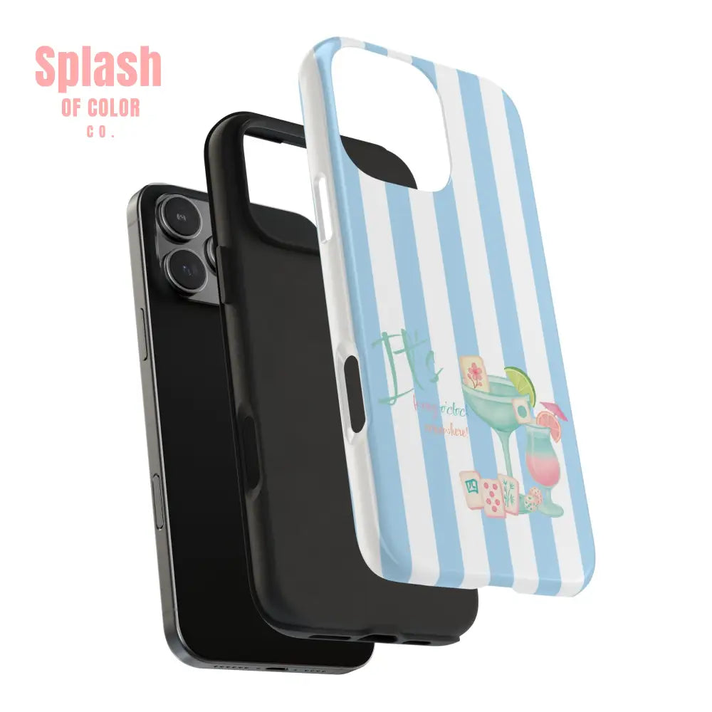 Mahjong Phone Case Funny It’s Kong O’ Clock Somewhere Blue White Preppy Style Phone Case