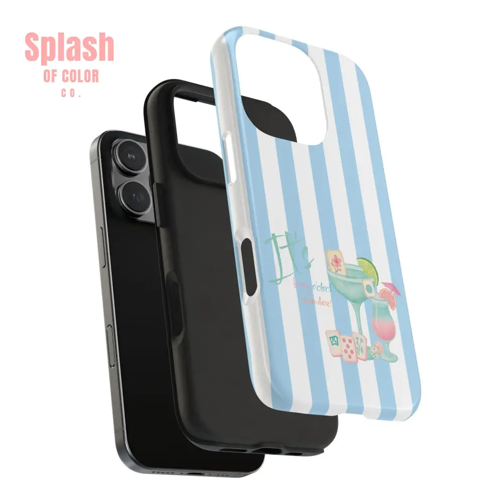 Mahjong Phone Case Funny It’s Kong O’ Clock Somewhere Blue White Preppy Style Phone Case