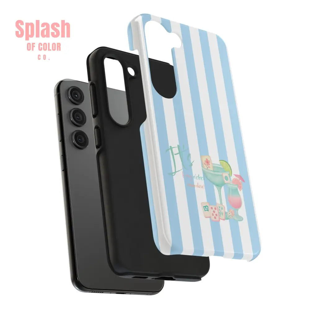 Mahjong Phone Case Funny It’s Kong O’ Clock Somewhere Blue White Preppy Style Phone Case
