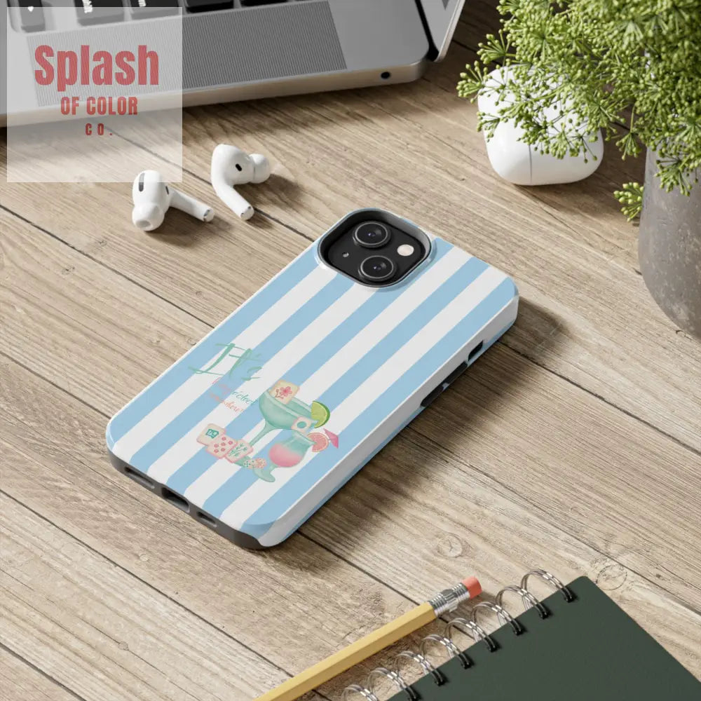 Mahjong Phone Case Funny It’s Kong O’ Clock Somewhere Blue White Preppy Style Phone Case