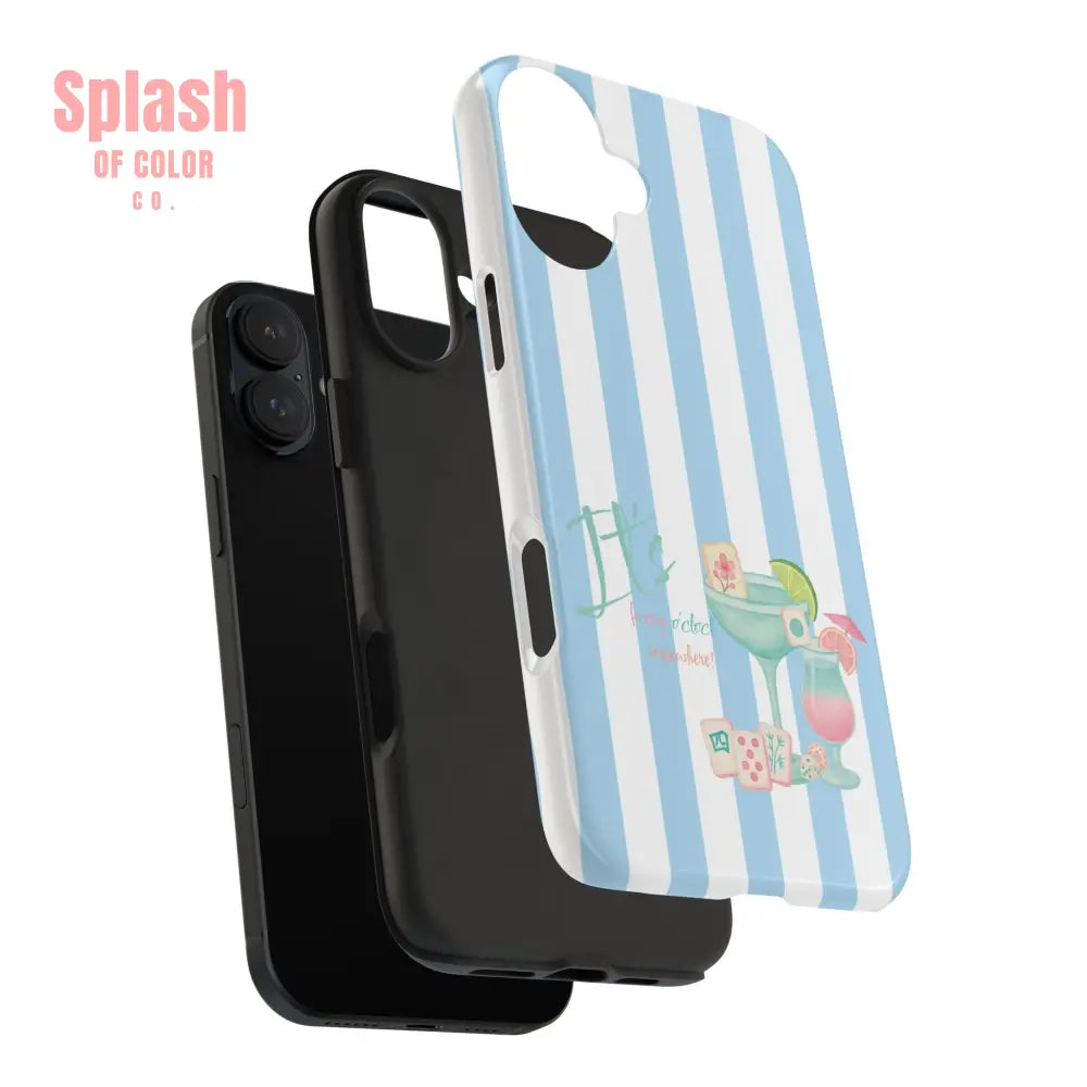 Mahjong Phone Case Funny It’s Kong O’ Clock Somewhere Blue White Preppy Style Phone Case