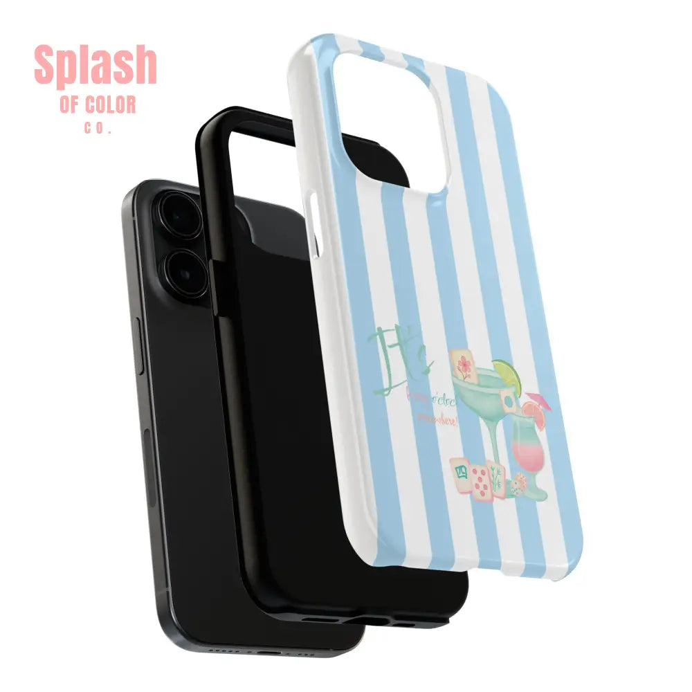 Mahjong Phone Case Funny It’s Kong O’ Clock Somewhere Blue White Preppy Style Phone Case