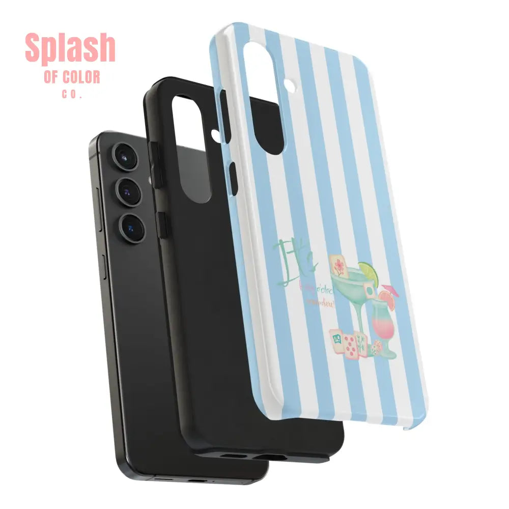 Mahjong Phone Case Funny It’s Kong O’ Clock Somewhere Blue White Preppy Style Phone Case
