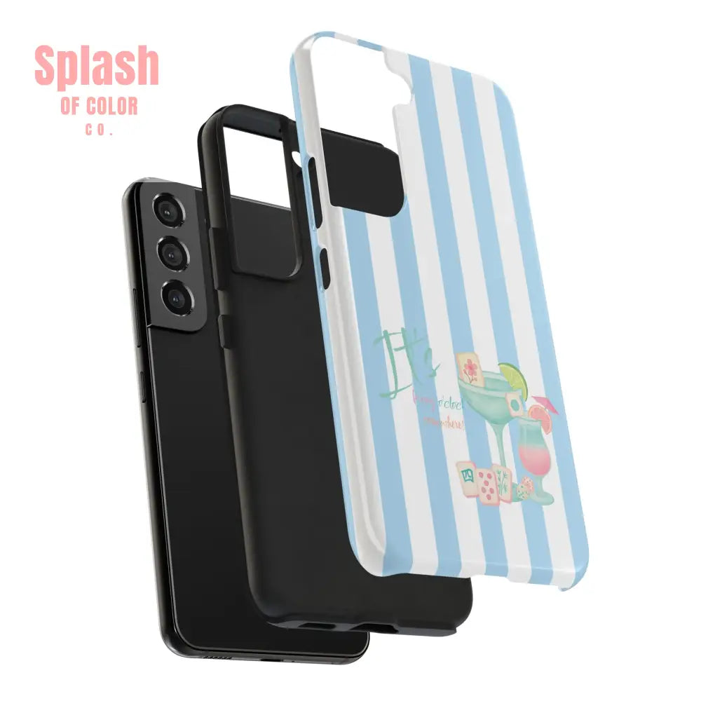 Mahjong Phone Case Funny It’s Kong O’ Clock Somewhere Blue White Preppy Style Phone Case