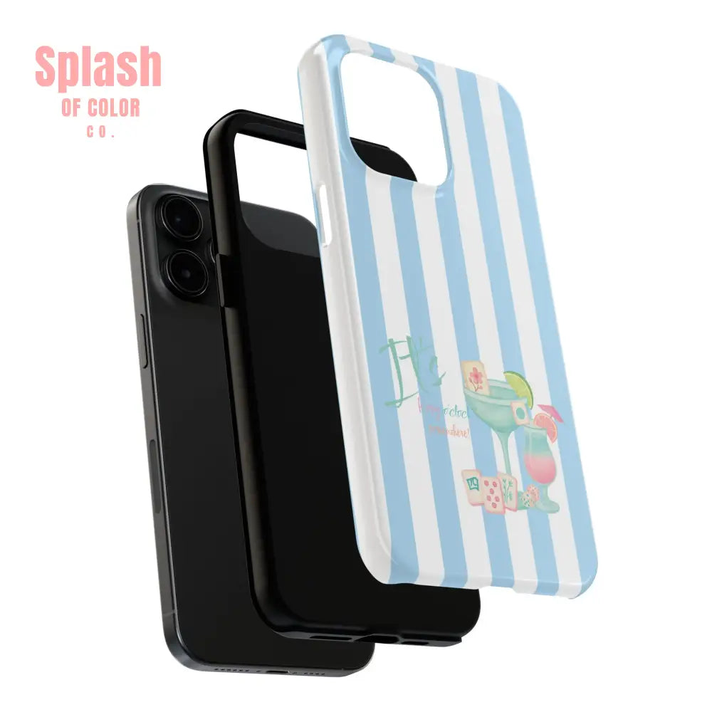 Mahjong Phone Case Funny It’s Kong O’ Clock Somewhere Blue White Preppy Style Phone Case