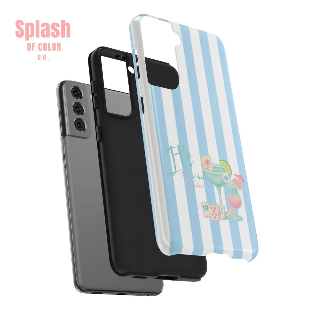 Mahjong Phone Case Funny It’s Kong O’ Clock Somewhere Blue White Preppy Style Phone Case