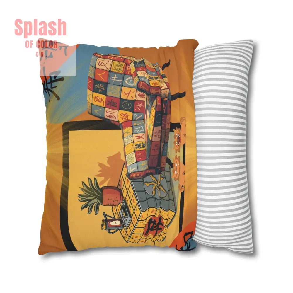 Mahjong Pillow Cover, Cozy Sierra Sunset Glow Vibrant Decorative Pillowcase for Cozy Home Decor - Splash of Color co.