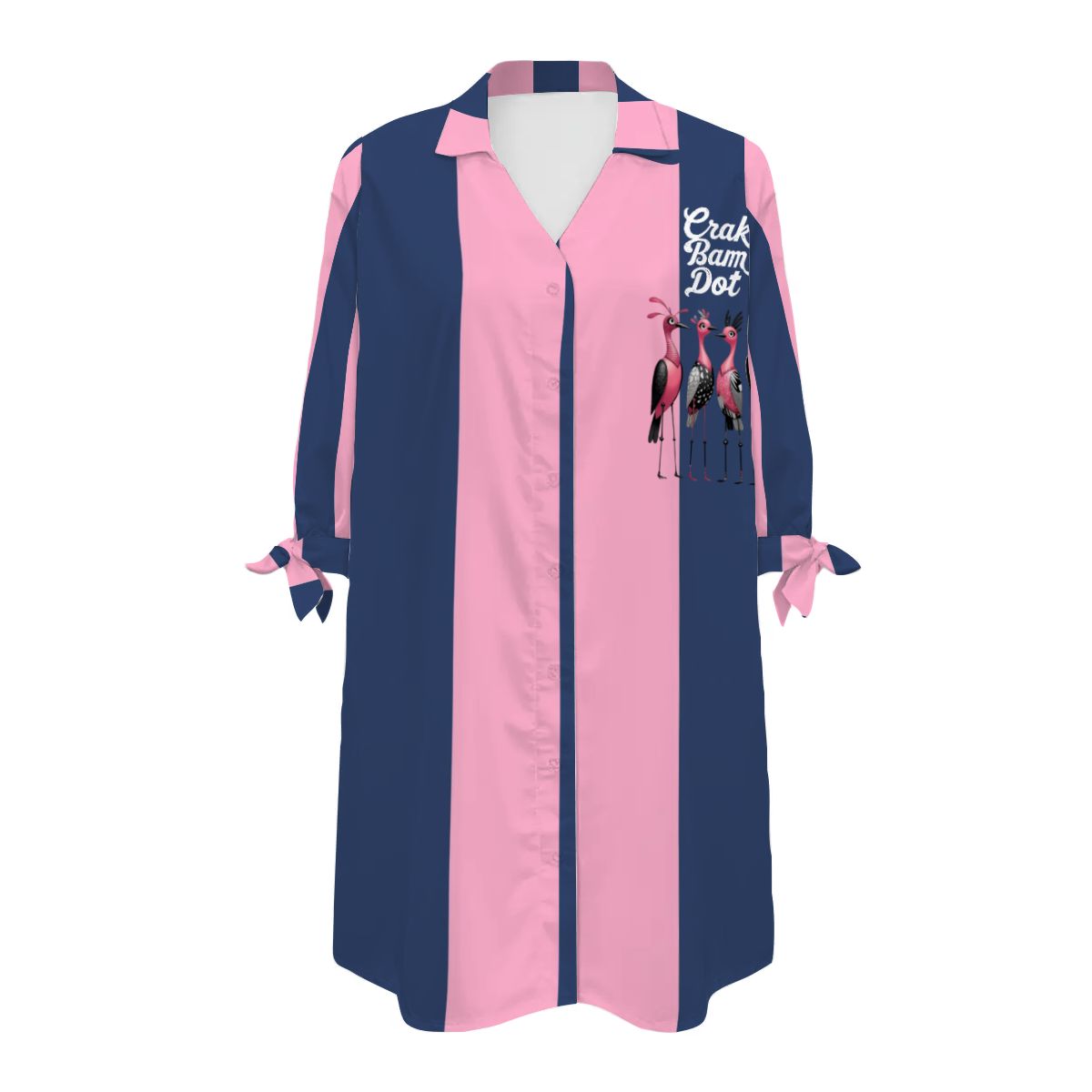Mahjong Preppy Pink Blue Striped Mahj Game Nigh Women’s Cardigan Shirt Three-Quarter Sleeve - Women’s T-shirts