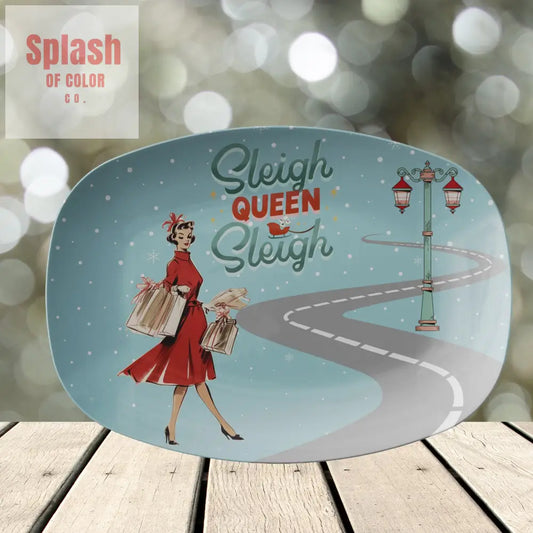 Mahjong Queen Christmas Holiday Hosting Platter Funny Mahj Gift Kitchenware