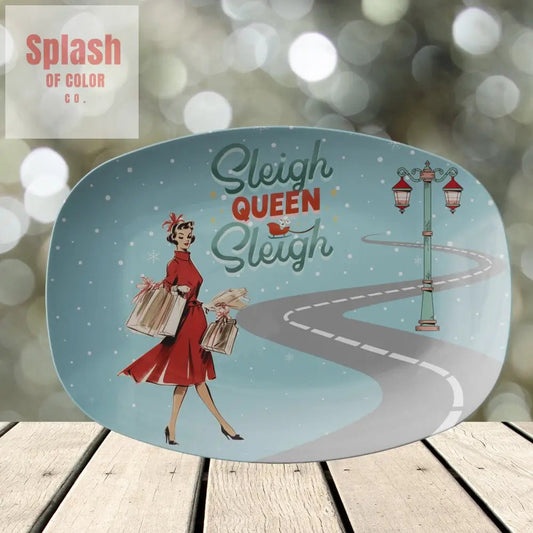 Mahjong Queen Christmas Holiday Hosting Platter Funny Mahj Gift Kitchenware