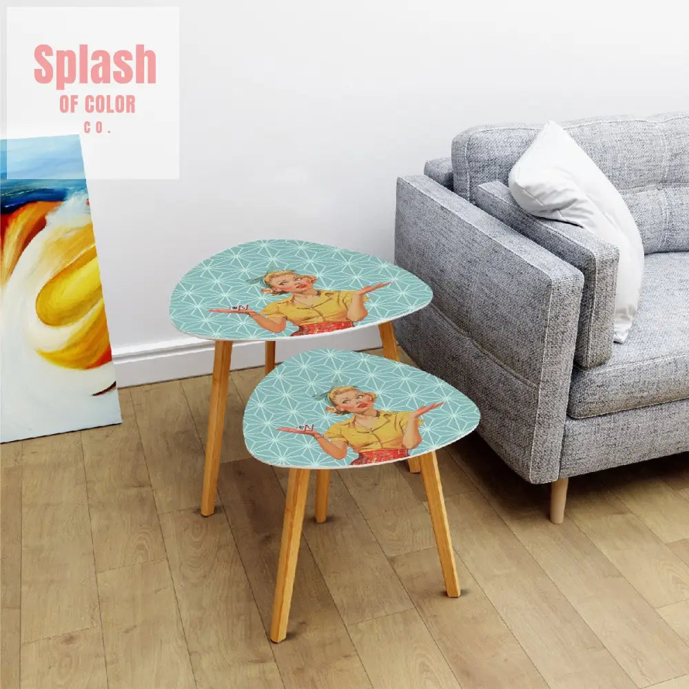 Mahjong Side Tables Vintage Style Cute Nesting Tables For Mahj Lover - One Size - Home Accessories