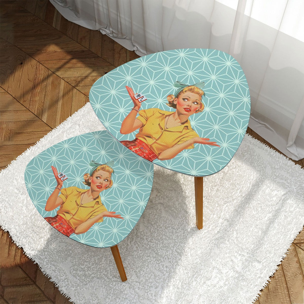 Mahjong Side Tables Vintage Style Cute Nesting Tables For Mahj Lover - One Size - Home Accessories