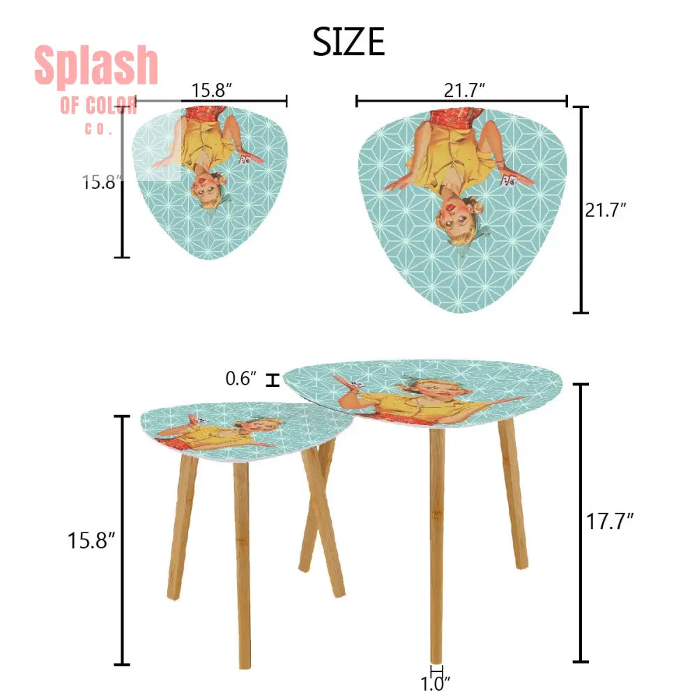 Mahjong Side Tables Vintage Style Cute Nesting Tables For Mahj Lover - One Size - Home Accessories