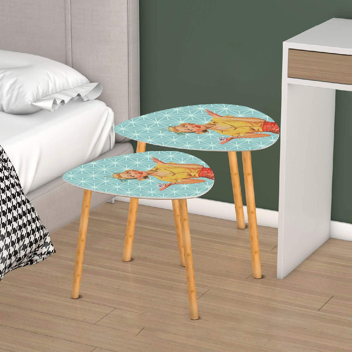 Mahjong Side Tables Vintage Style Cute Nesting Tables For Mahj Lover - One Size - Home Accessories