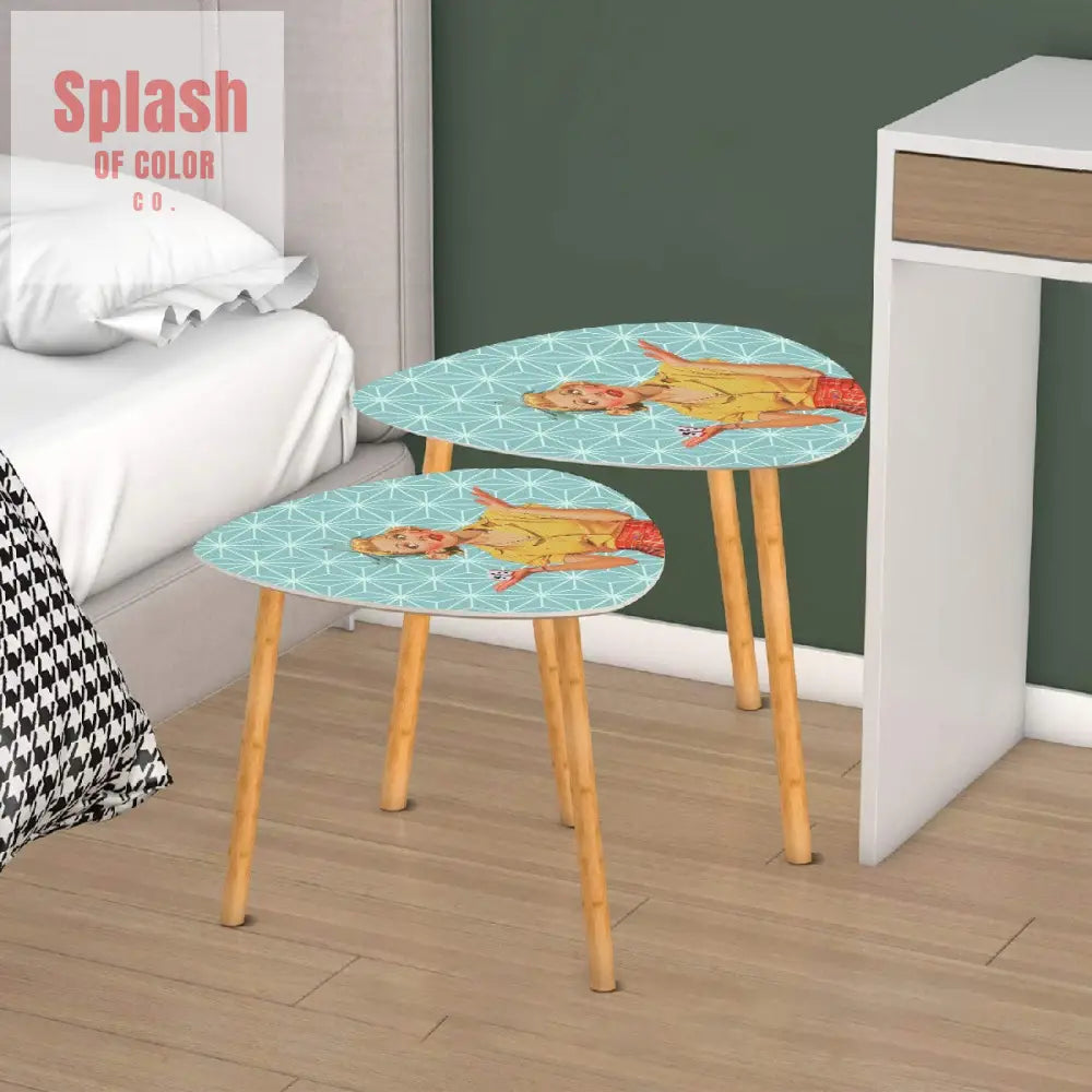 Mahjong Side Tables Vintage Style Cute Nesting Tables For Mahj Lover - One Size - Home Accessories
